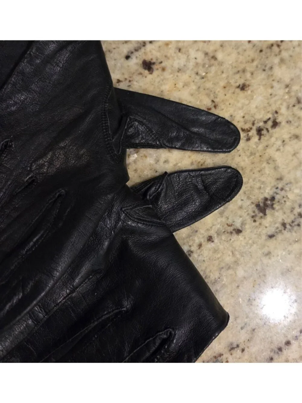 Vintage Womens Size S/M 6.5 Black Leather Gloves Tassle Lace Grommet Biker